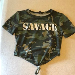 SAVAGE camo crop top